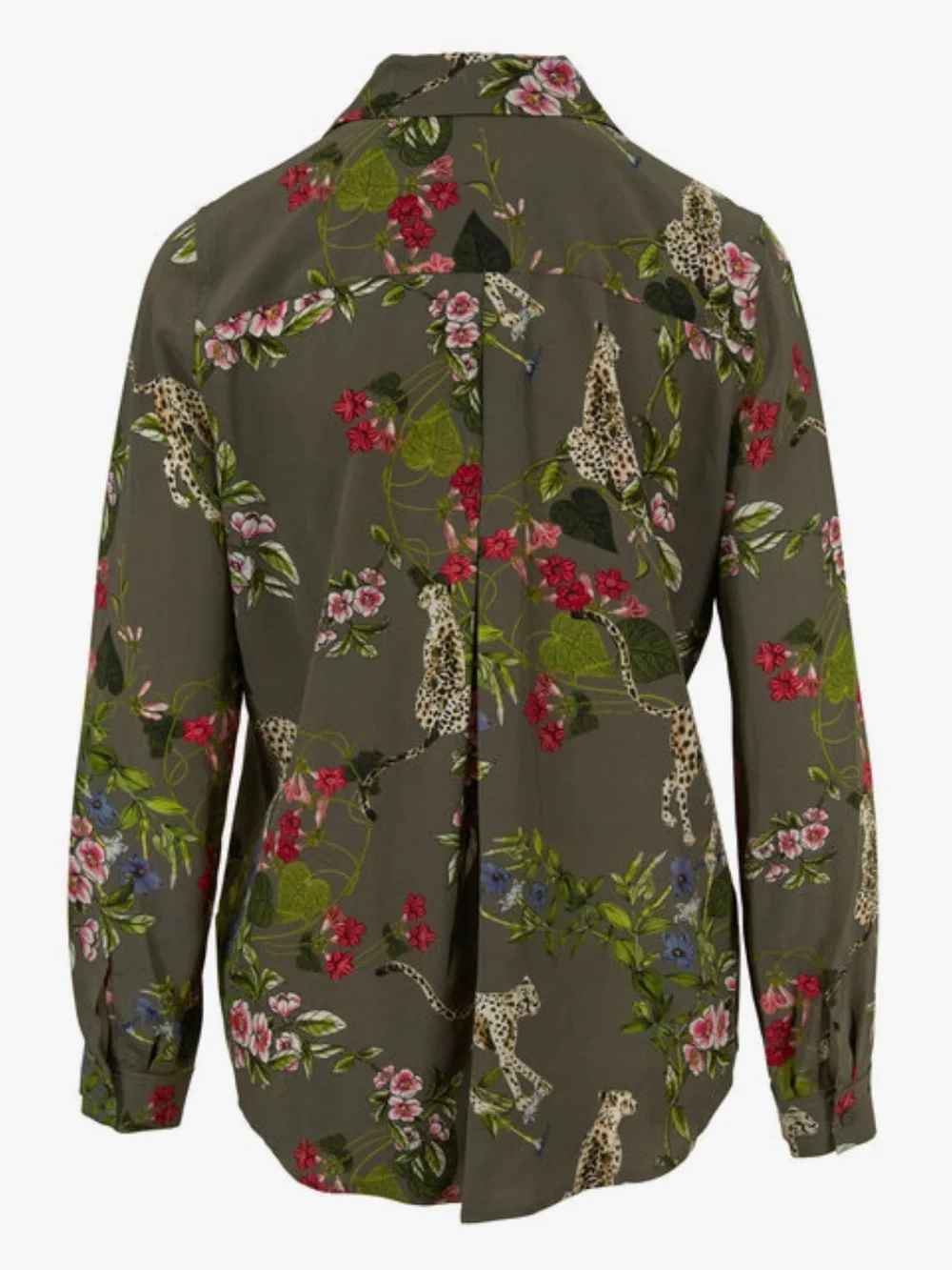 L'AGENCE Nina Jungle Print 100% Silk Button-Down Blouse - Size Small - Picture 2 of 10